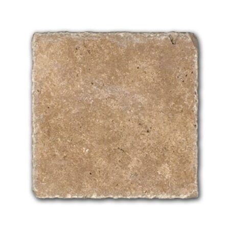 Turkish Light Walnut | Travertine - 8x8 in. Field Tile | Unfilled & Honed w/Cobbled Edge (1/2" Thick)