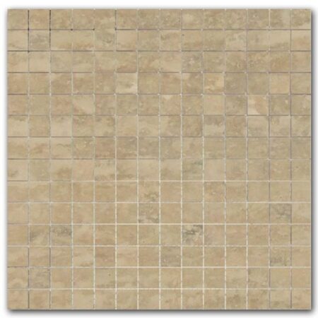 Silver Beige | Travertine - 3/4x3/4 in. Straight Joint Mosaic | Veincut Filled & Honed (3/8" Thick)