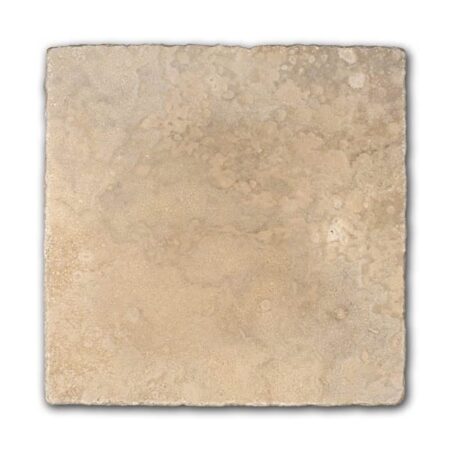 Old World | Travertine - 16x16 in. Field Tile | Unfilled & Honed w/Cobbled Edge (1/2" Thick)