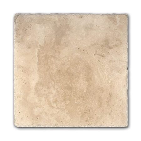 Classic Light | Travertine - 16x16 in. Field Tile | Unfilled & Honed w/Cobbled Edge (1/2" Thick)