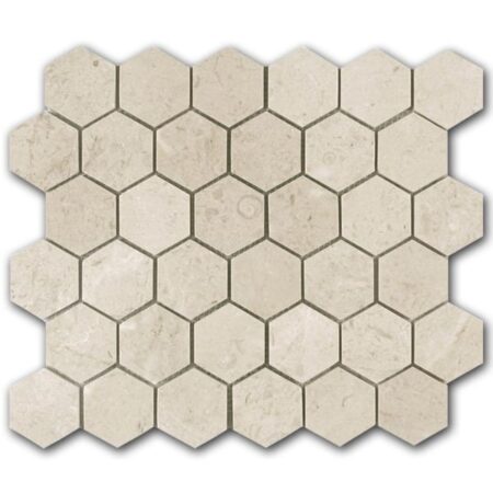 Bursa Beige | Marble - 2 in. Hexagon Mosaic | Polished (3/8" Thick)