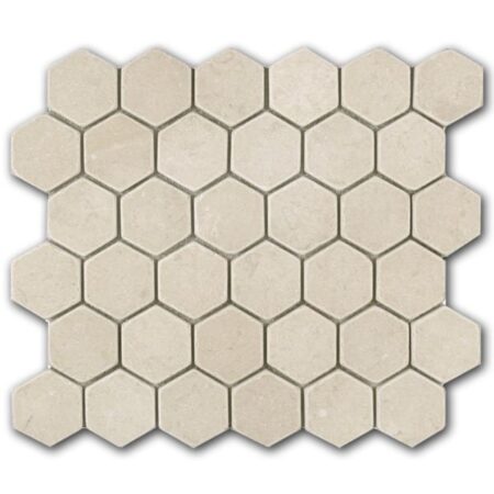 Bursa Beige | Marble - 2 in. Hexagon Mosaic | Tumbled (3/8" Thick)