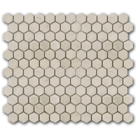 Bursa Beige | Marble - 1 in. Hexagon Mosaic | Tumbled (3/8" Thick)