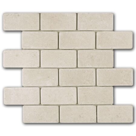 Bursa Beige | Marble - 2x4 in. Grand Brick Mosaic | Tumbled (3/8" Thick)