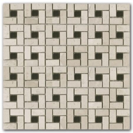 Bursa Beige | Marble - Arc D'Midi Mosaic w/ Black Dot | Polished (3/8" Thick)