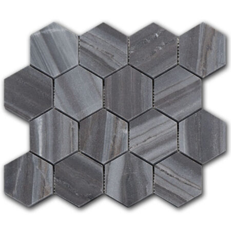 Mohala Blue | Limestone - 3 in. Hexagon Mosaic | Honed (3/8" Thick)