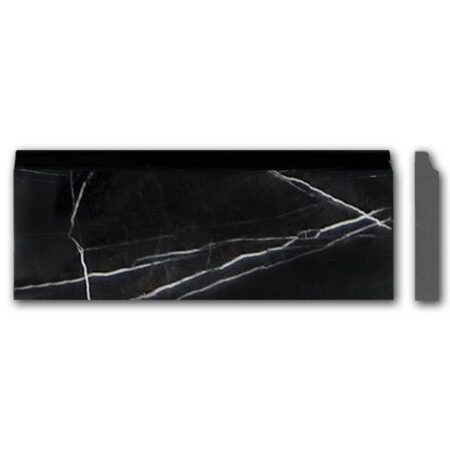 Nero Marquina | Marble - 5x12 in. Base Moulding | Honed/Polished (3/4" Thick)