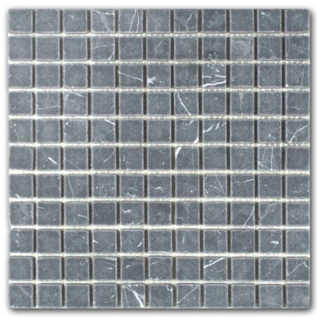 Nero Marquina | Marble - 1x1 in. Straight Joint Mosaic | Tumbled (3/8" Thick)