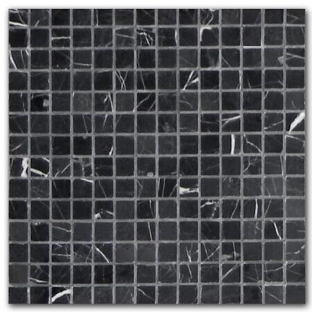 Nero Marquina | Marble - 3/4x3/4 in. Straight Joint Mosaic | Honed/Polished (3/8" Thick)
