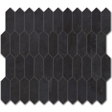 Himalayan Black | Basalt - 1x3 in. Picket Mosaic | Honed (3/8" Thick)