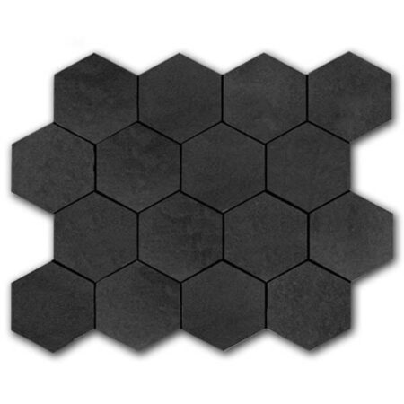 Himalayan Black | Basalt - 3 in. Hexagon Mosaic | Honed (3/8" Thick)