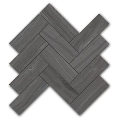 Night Smoke | Limestone - 2x6 in. Herringbone Mosaic | Honed (3/8" Thick)
