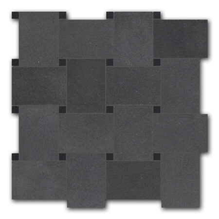 Basalt | Grand Basketweave Mosaic w/Himalayan Black Dot | Honed (3/8" Thick)