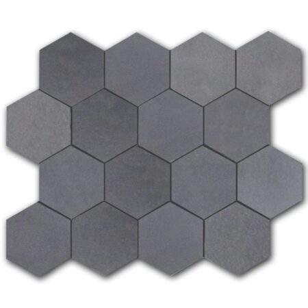 Basalt | 3 in. Hexagon Mosaic | Honed (3/8" Thick)