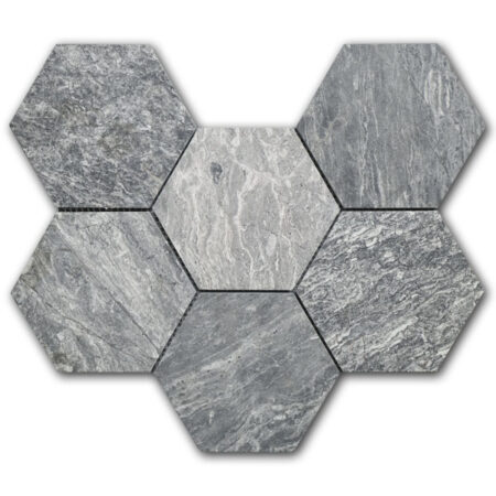 Triton Grey | Limestone - 6 in. Hexagon Mosaic | Honed (3/8" Thick)
