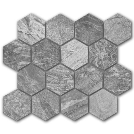 Triton Grey | Limestone - 3 in. Hexagon Mosaic | Honed (3/8" Thick)