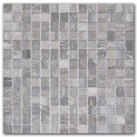 Ocean Blue | Travertine - 3/4x3/4 in. Straight Joint Mosaic | Veincut Filled & Honed/Polished (3/8" Thick)