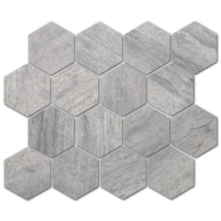 Silver Wave | Limestone - 3 in. Hexagon Mosaic | Honed