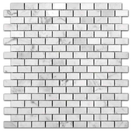 Bianco Carrara | Marble - Midi Brick Mosaic | Polished/Tumbled