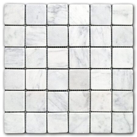 Bianco Carrara | Marble - 2x2 in. Straight Joint Mosaic | Tumbled