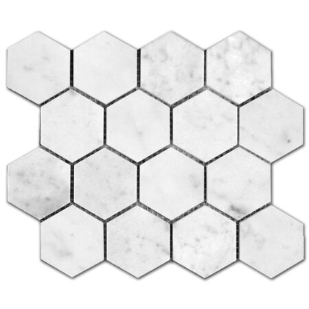 Bianco Carrara | Marble - 3 in. Hexagon Mosaic | Honed/Polished