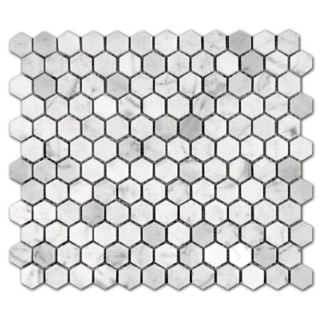 Bianco Carrara | Marble - 1 in. Hexagon Mosaic | Honed/Polished/Tumbled