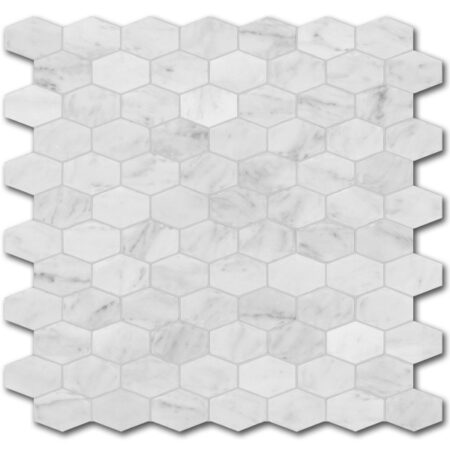Bianco Carrara | Marble - Elongated Hexagon Mosaic | Honed