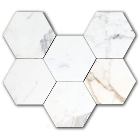 Calacatta | Marble - 6 in. Hexagon Mosaic | Honed
