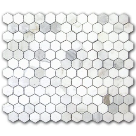 Calacatta | Marble - 1 in. Hexagon Mosaic | Honed/Polished