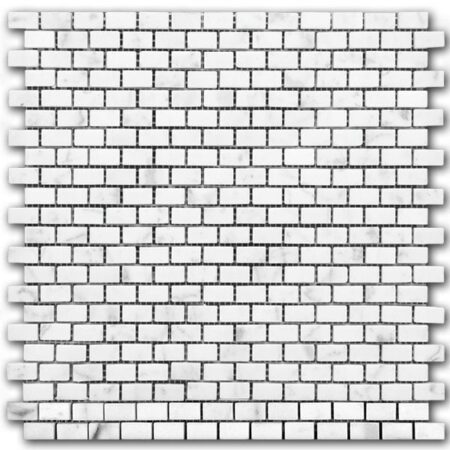 White Statuary | Marble - Miniature Brick Mosaic | Honed/Polished