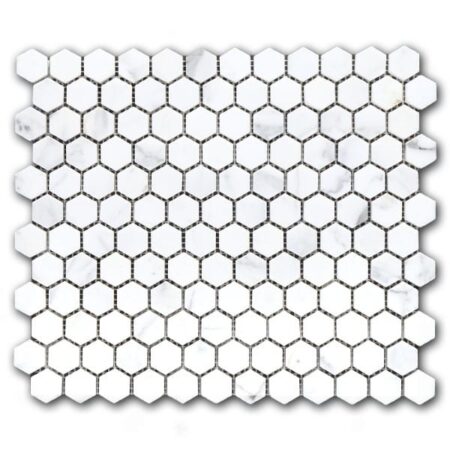 White Statuary | Marble - 1 in. Hexagon Mosaic | Honed/Polished