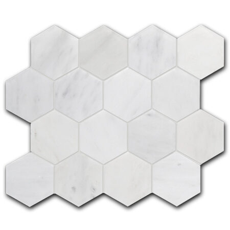 Tibetan White | Marble - 3 in. Hexagon Mosaic | Honed
