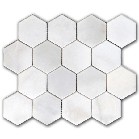 Bianco Luna | Marble - 3 in. Hexagon Mosaic | Honed/Polished