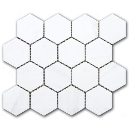 Bianco Dolomite Extra | Marble - 3 in. Hexagon Mosaic | Polished/Honed