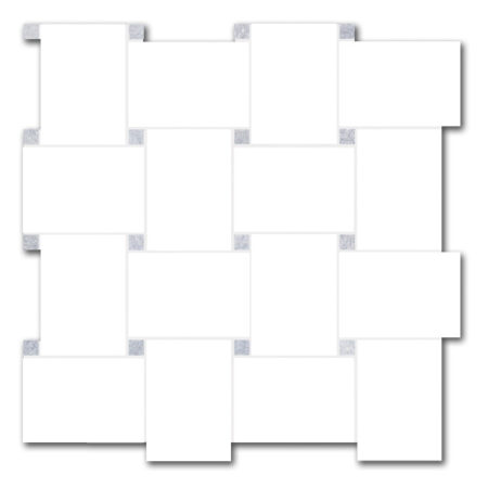 Thassos Select | Marble - Grand Basketweave Mosaic w/ Celeste Blue Dot | Polished