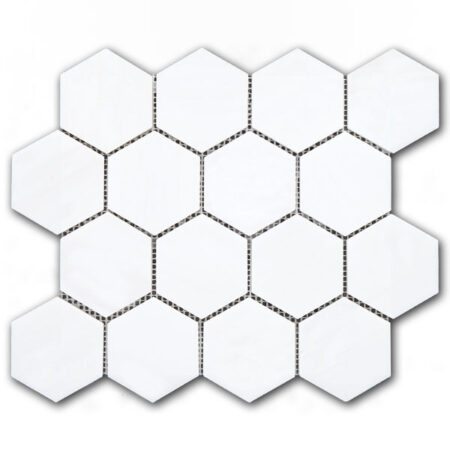 Thassos Select | Marble - 3 in. Hexagon Mosaic | Polished