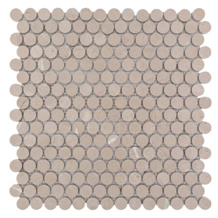 Corinthian Beige | Marble - 3/4 in. Penny Round Mosaic | Honed (3/8" Thick)