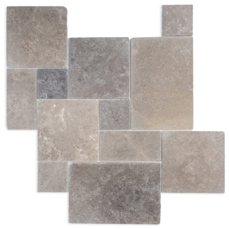 Heather Grey | Limestone - Manoir Pattern | Tumbled Brushed (5/8" Thick)