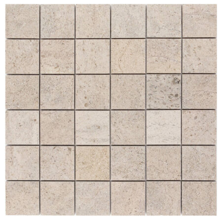 Gascogne Blue | Limestone - 2x2 in. Straight Joint Mosaic | Honed (3/8" Thick)