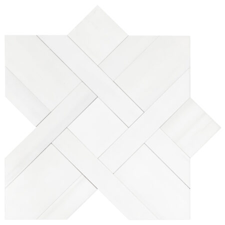 White Elegant Select (Dolomite) | Marble - Urban Parquet Mosaic | Soft Pillowed