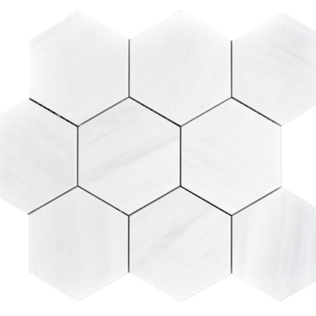 White Elegant Select (Dolomite) | Marble - 5 in. Hexagon Mosaic | Honed