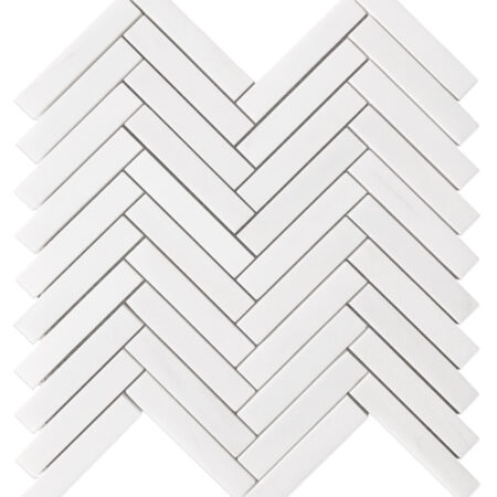 White Elegant Select (Dolomite) | Marble - 3/4x4 in. Herringbone Mosaic | Polished