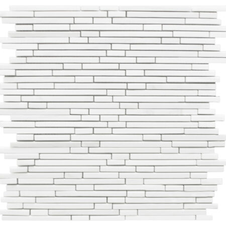 White Elegant Select (Dolomite) | Marble - 1/4 in. Mixed Length Rainfall Mosaic | Polished