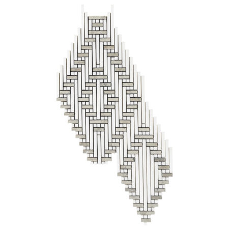 White Elegant Select (Dolomite) | Marble - Vienna Diamond 2 Mosaic w/ Ash Grey Limestone | Honed