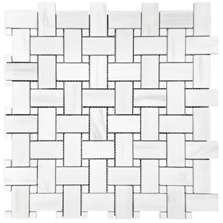 White Elegant Select (Dolomite) | Marble - Basketweave Mosaic | Polished
