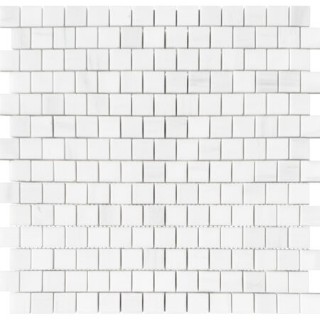White Elegant Select (Dolomite) | Marble - 3/4x3/4 in. Staggered Joint Mosaic | Honed