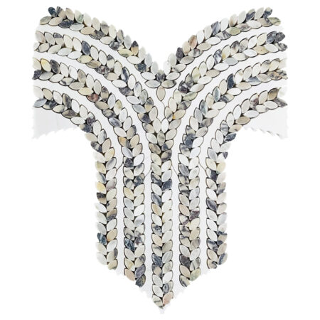 White Elegant Select (Dolomite) | Marble - Riviera 3 Waterjet Mosaic (WJ10) w/ Viola | Honed