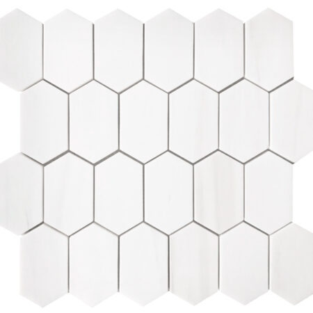 White Elegant Select (Dolomite) | Marble - Elongated Hexagon Mosaic | Polished