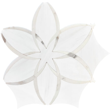 White Elegant Select (Dolomite) | Marble - Roya Waterjet Mosaic (WJ6) w/ Calacatta Gold | Honed & Polished