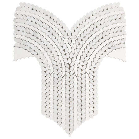 White Silk | Marble - Riviera 2 Waterjet Mosaic (WJ10) w/ White Thassos | Honed & Polished